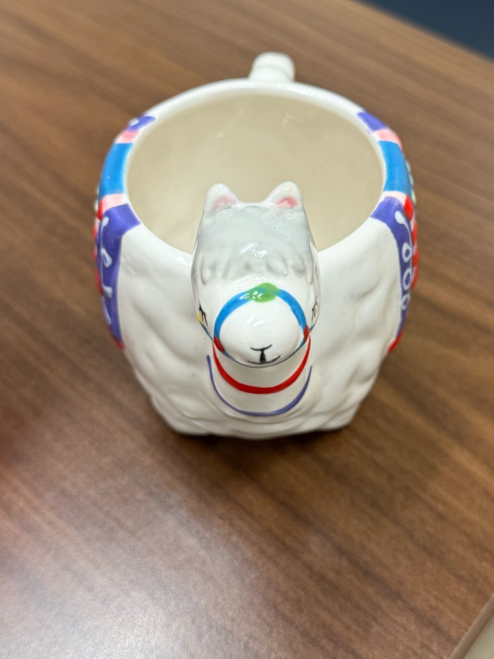 White Llama Mug with Colorful Accents!! For anyone who loves Llamas